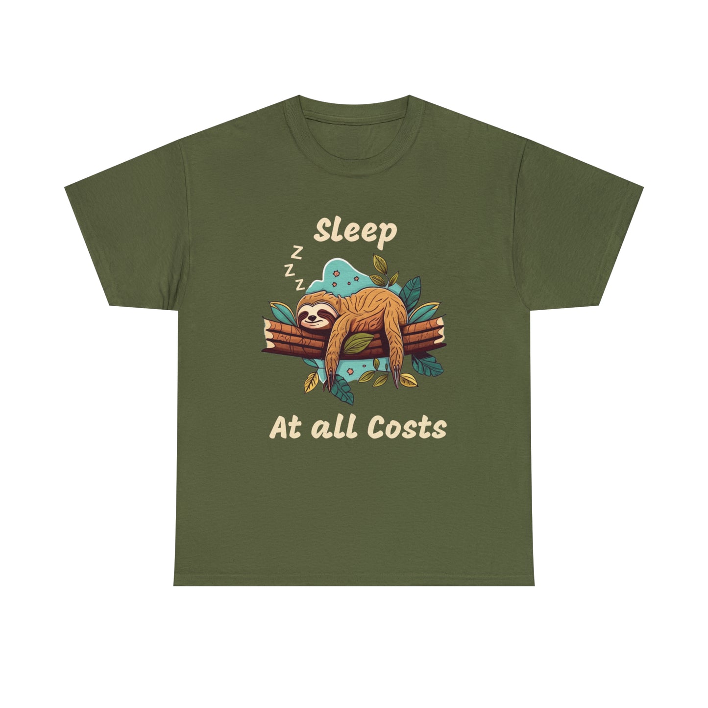 Sleep At All Costs Sloth - Unisex Heavy Cotton Tee T-Shirt