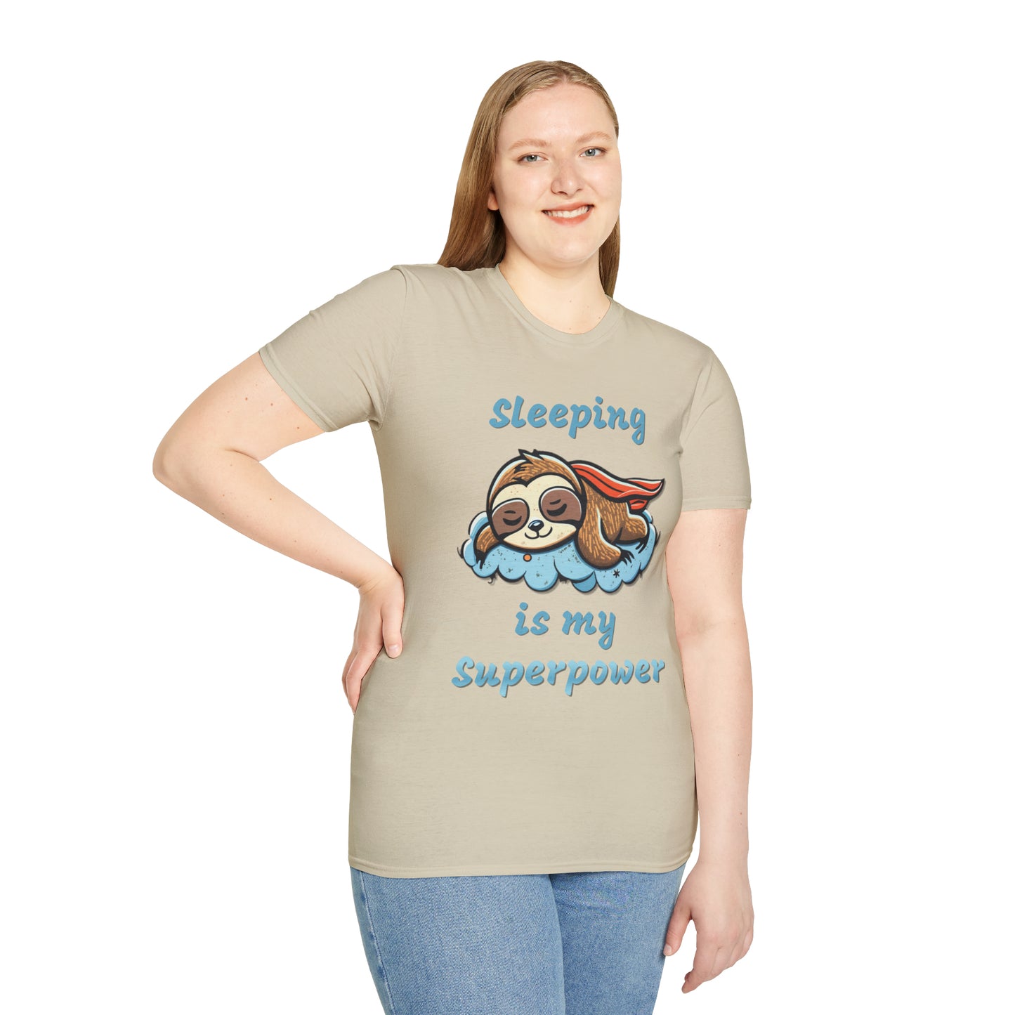Funny Sloth T Shirt - Sleeping is my Superpower - Unisex Softstyle