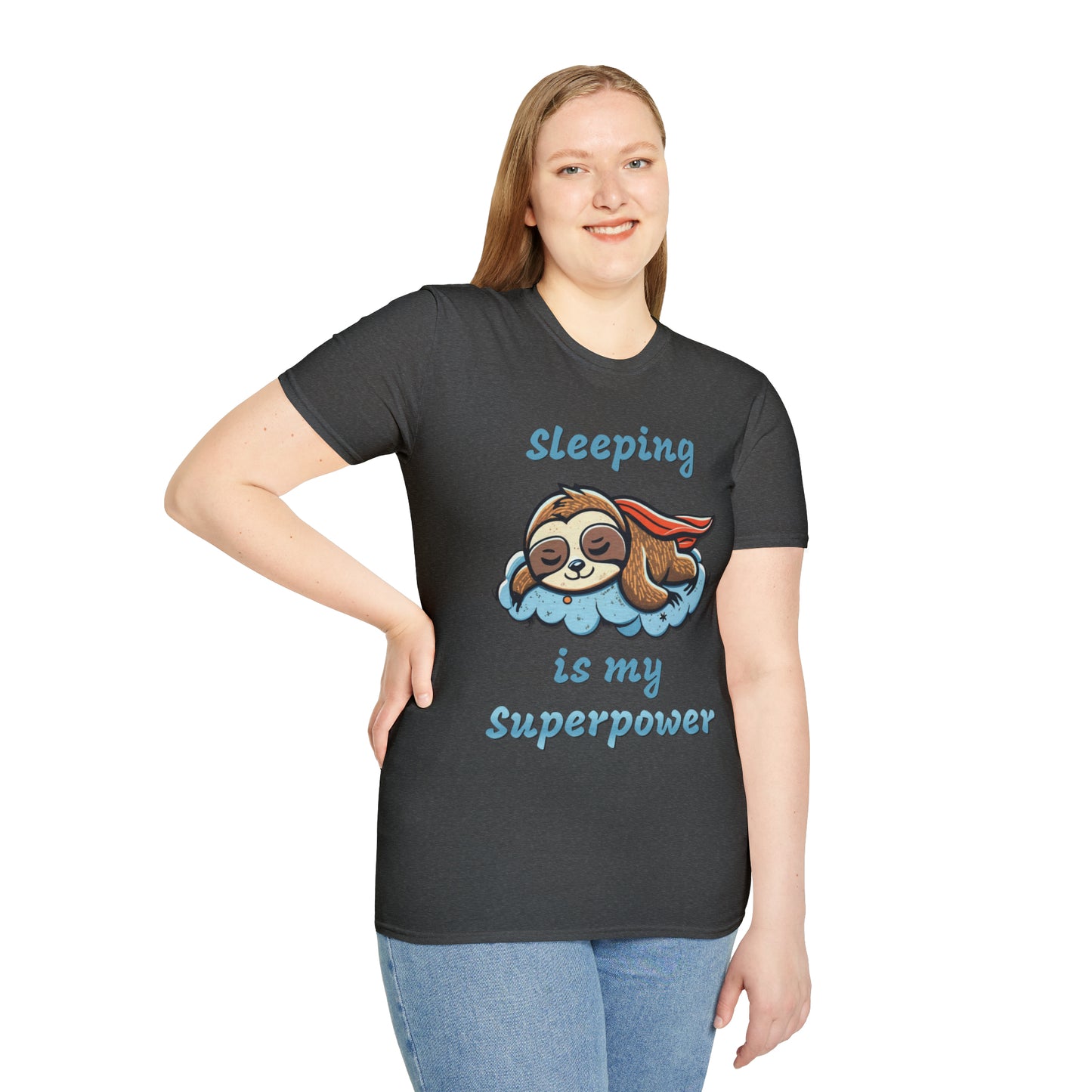 Funny Sloth T Shirt - Sleeping is my Superpower - Unisex Softstyle
