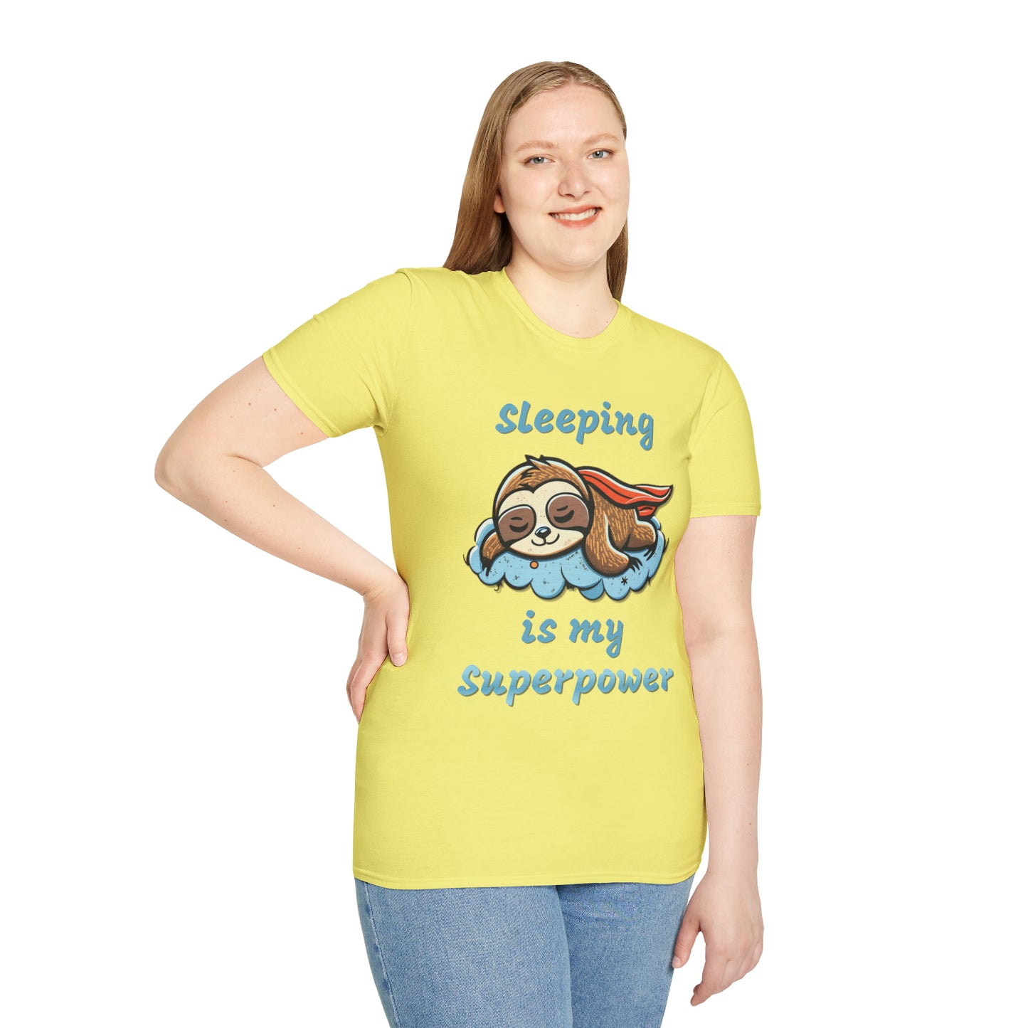 Funny Sloth T Shirt - Sleeping is my Superpower - Unisex Softstyle