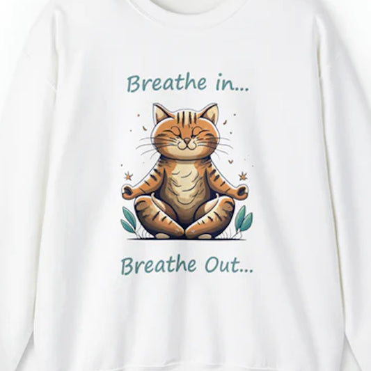 Breathe in Breathe out Cat - Unisex Heavy Blend™ Crewneck Sweatshirt