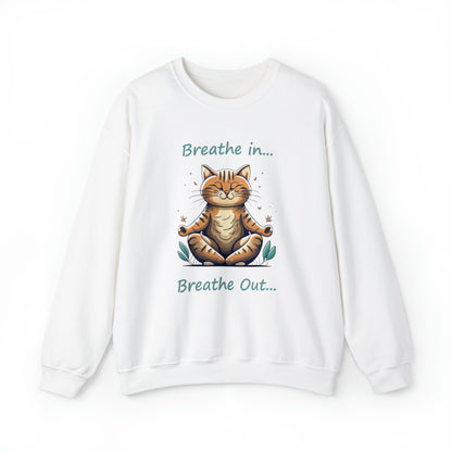 Breathe in Breathe out Cat - Unisex Heavy Blend™ Crewneck Sweatshirt