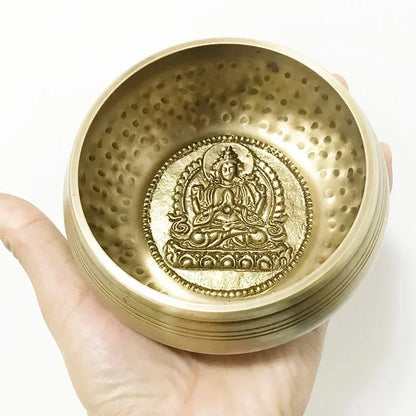 Hand Hammered Tibetan Singing Bowl Tara Buddha Pattern