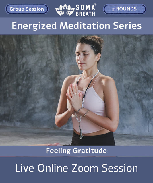 Energized Meditation SOMA Breath® Breathwork Session Live online Meditation via Zoom-Feeling Gratitude