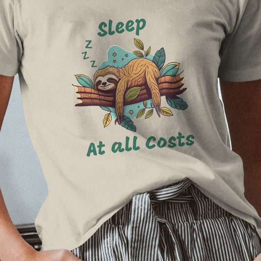 Sleep At All Costs Sloth - Unisex Heavy Cotton Tee T-Shirt